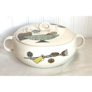 Vintage 1957 Crooksville Waldorf Casserole Dish Mid Century Modern Retro | W/Lid